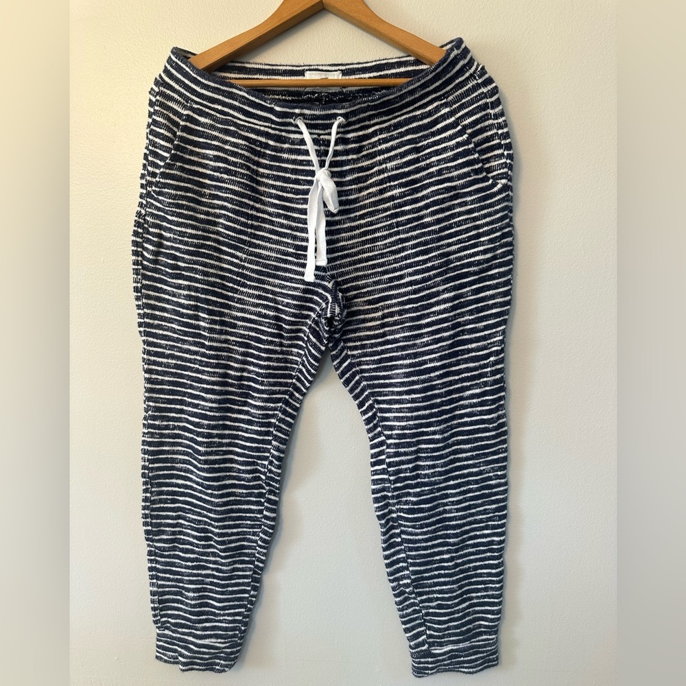 Lou & Grey Navy and White Striped Knit Joggers Women’s Size Small